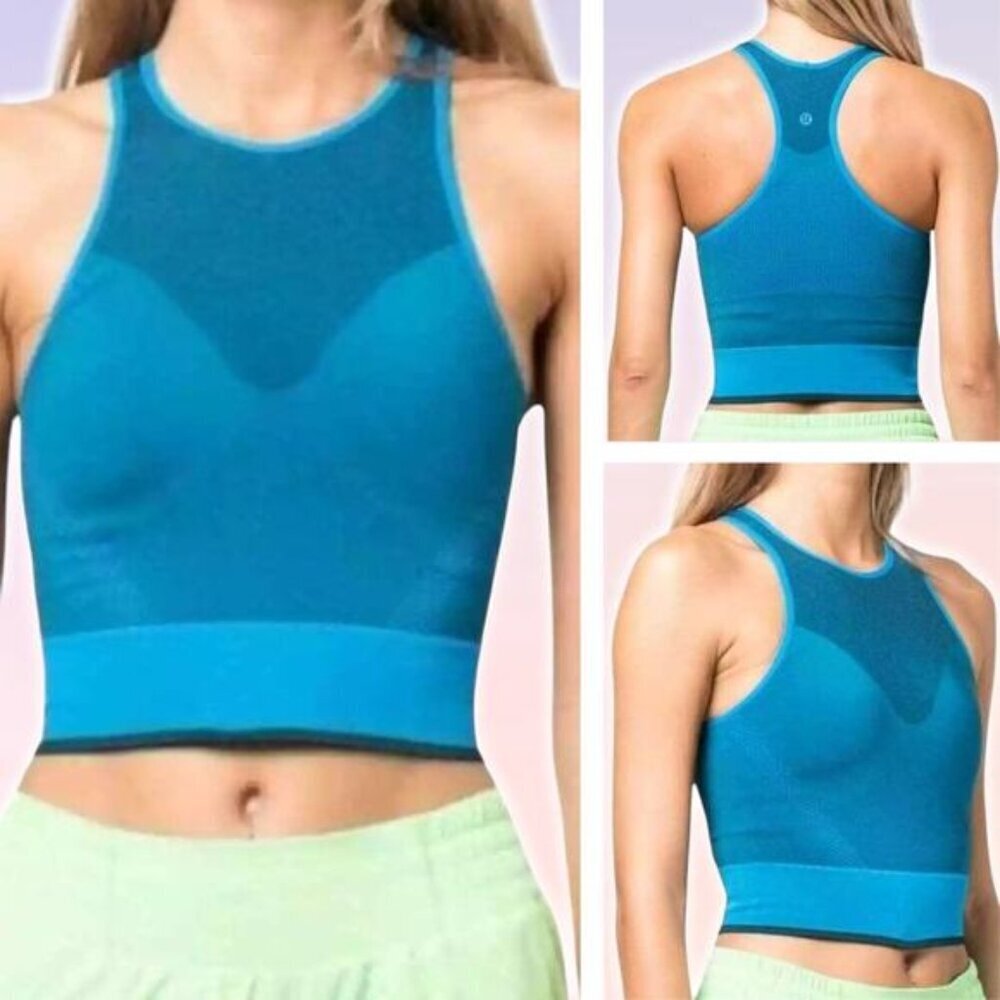 Lululemon Seamless Mesh Supportive Training Tank Top Sz 4 Poolside